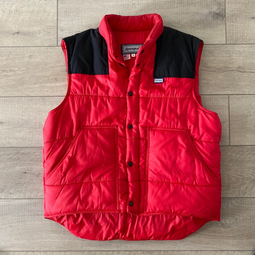 VTG Remington Puffer Vest Made in USA Mens Size XL. Rare. Nylon Ripstop Lining.